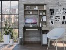 Aberdeen 2-Drawer 7-Shelf Computer Desk with Hutch Light Gray