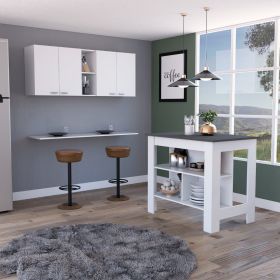 Berkeley 2-Piece Kitchen Set, Wall Cabinet and Kitchen Island, White and Onyx