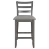 TREXM 5-Piece Wooden Counter Height Dining Set with Padded Chairs and Storage Shelving (Gray)