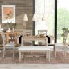 TREXM 6-Piece Rubber Wood Dining Table Set with Beautiful Wood Grain Pattern Tabletop Solid Wood Veneer and Soft Cushion (Natural Wood Wash)