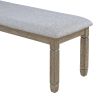 TREXM 6-Piece Retro 72'L Rectangular Dining Table Set with 4 Drawers, 4 Upholstered Chairs & 1 Bench for Dining Room (Grey)
