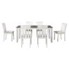 TREXM Retro Style 7-Piece Dining Table Set with Extendable Table and 6 Upholstered Chairs (Brown+White)