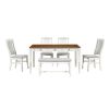 TOPMAX Mid-Century 6-Piece Wood Dining Table Set, Kitchen Table Set with Drawer, Upholstered Chairs and Bench, Butter Milk