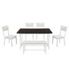 TOPMAX Farmhouse 6-Piece Trestle Dining Table Set with Upholstered Dining Chairs and Bench, 59inch, White