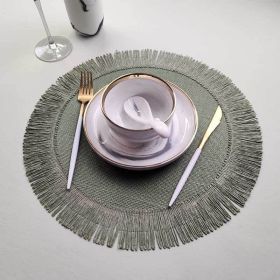 Christmas Simple Jute Placemat Heat Insulation Non-slip Mat (Option: Green-R 38cm)