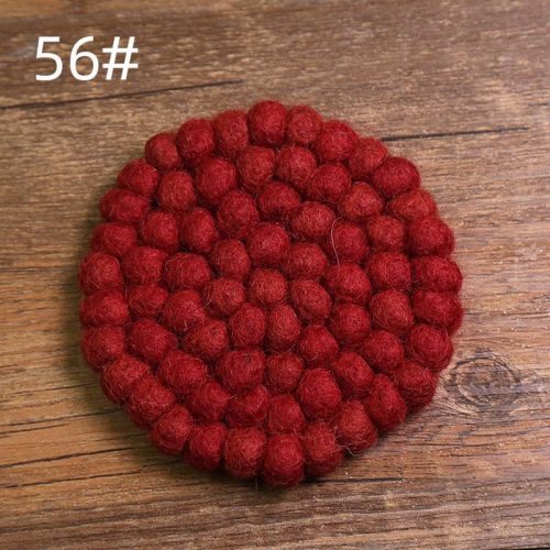 Anti-scald Tea Cup Temperament Pure Color Elegant Wool Ball Coaster