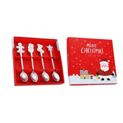 Creative Coffee Holiday Gift Box Stainless Steel Christmas Tableware Spoon