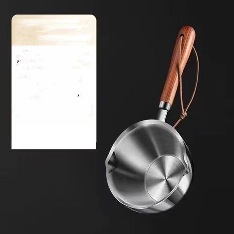 Stainless Steel Oil Splashing Pot Wooden Handle