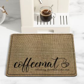 PU Leather Kitchen Countertop Draining Bar Table Insulation Bowl Plate Pot Absorbent Bathroom Mat (Option: Linen Coffee-30x50)